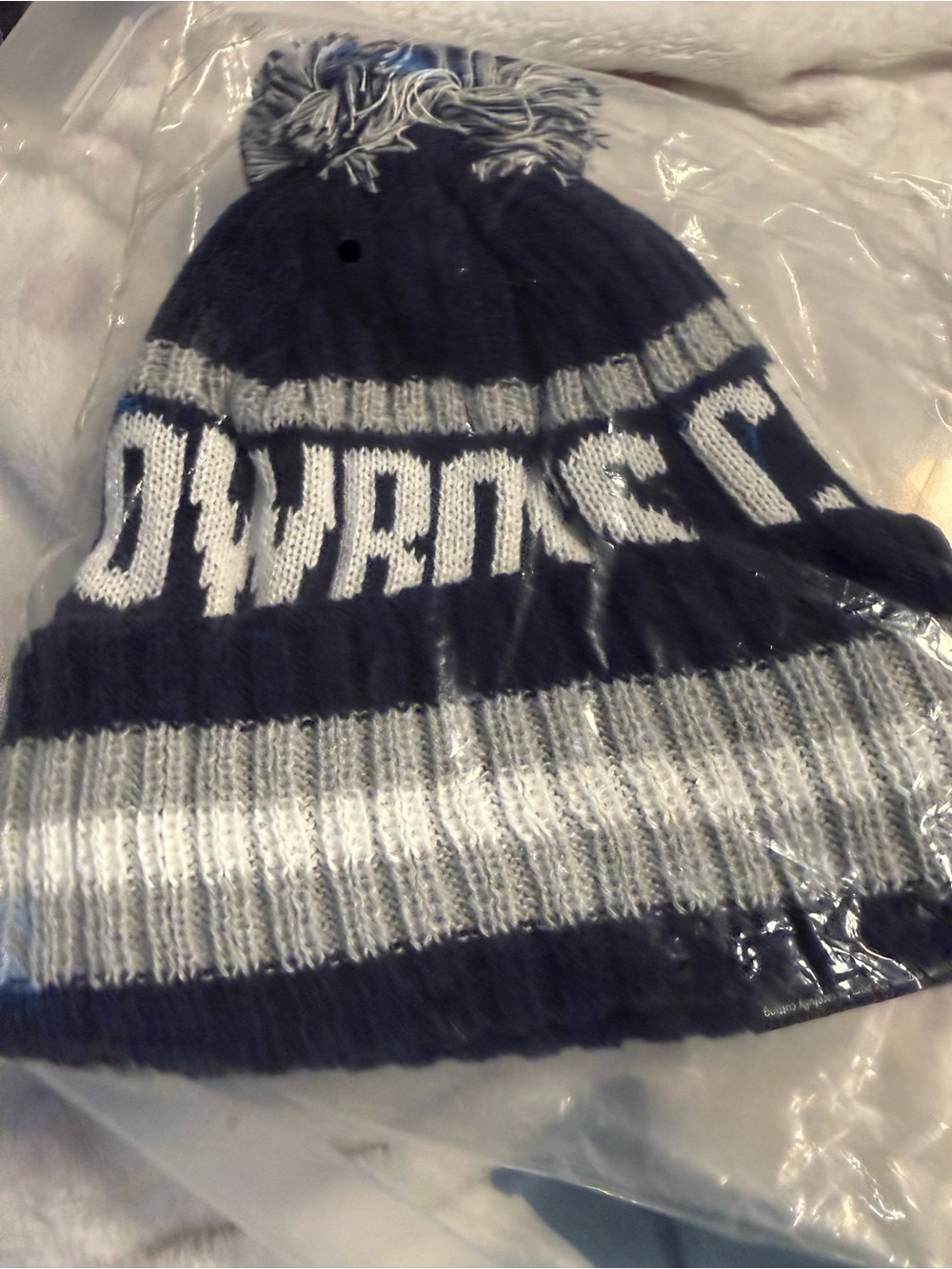 NFL Navy and Gray Pom Knit Beanie
